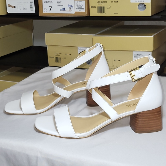 Michael Kors Diane Block Heel Dress Sandals  / Optic White - Picture 1 of 6